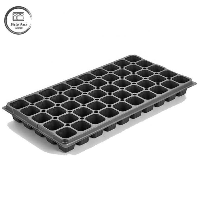 Seralar için dayanıklı siyah plastik tohumlama tepsileri geri dönüştürülmüş malzeme 50 hücre tohumlayıcı 3.8cm derin delikler