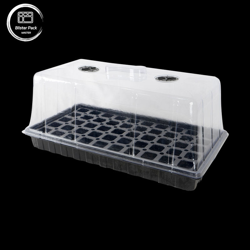 Seralar için dayanıklı siyah plastik tohumlama tepsileri geri dönüştürülmüş malzeme 50 hücre tohumlayıcı 3.8cm derin delikler