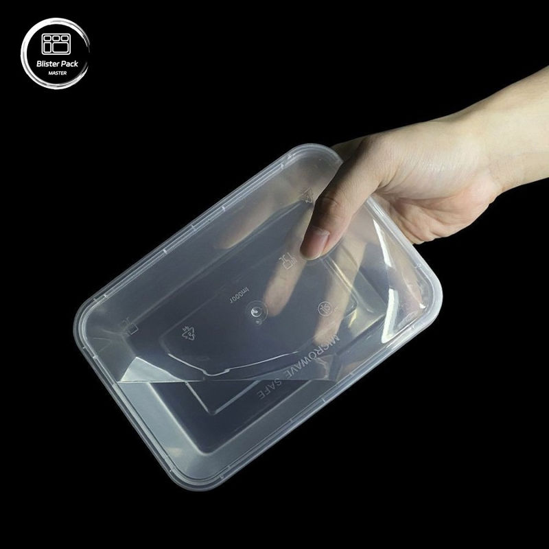 Dikdörtgen PP Tek kullanımlık plastik gıda konteynerleri Çeşitli boyutlar 500ml'den 1000ml'e kadar