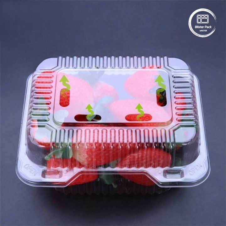 OEM/ODM Clamshell Tek kullanımlık meyve tepsisi ve sebze kapları Gıda kalitesi açık PET plastik