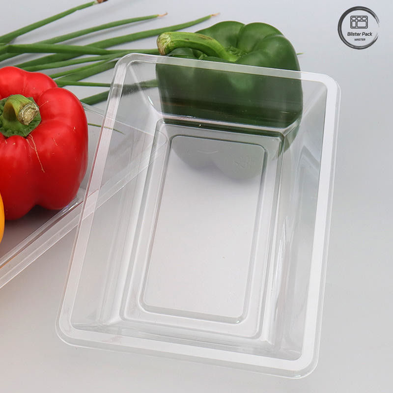 Şeffaf Tek seferlik meyve ve sebze tepsisi Taze ürünler için düz tabanlı plastik ambalaj