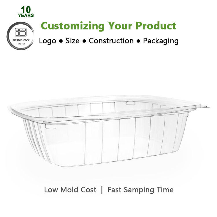 % 100 PLA Biyodegradable Clamshell Konteynerleri Meyve ve sebze için kompost edilebilir açık sarmal kutular