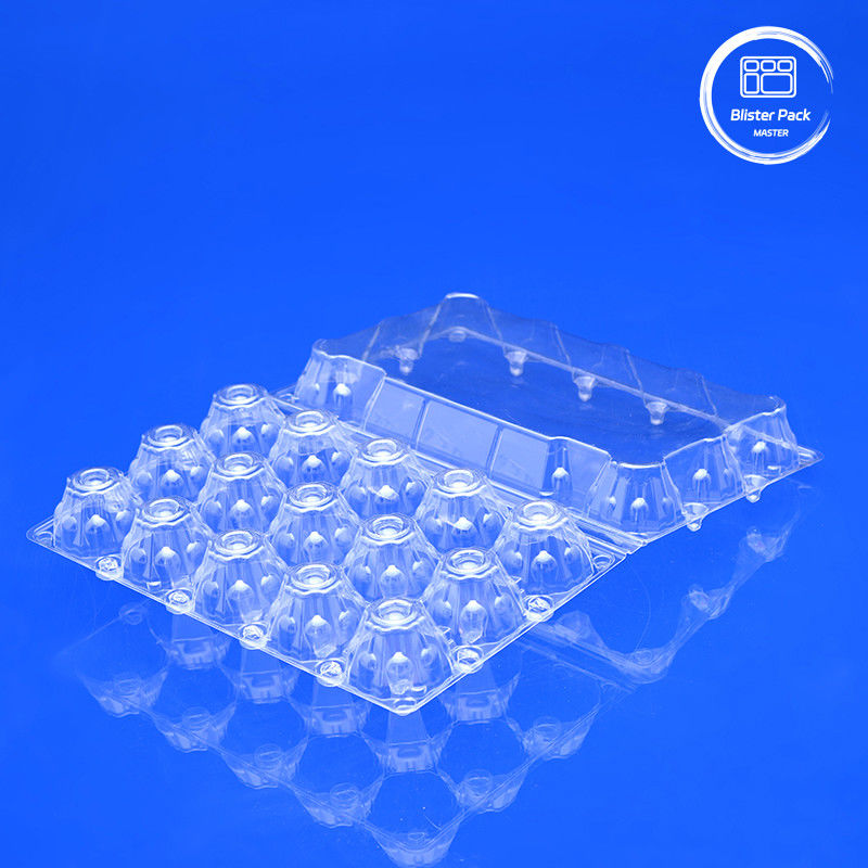 15 Slot Açık Tek kullanımlık Plastik Yumurta Blister Tepsisi Özel Tasarımlı 0.25mm ~ 1.0mm Kalınlığı