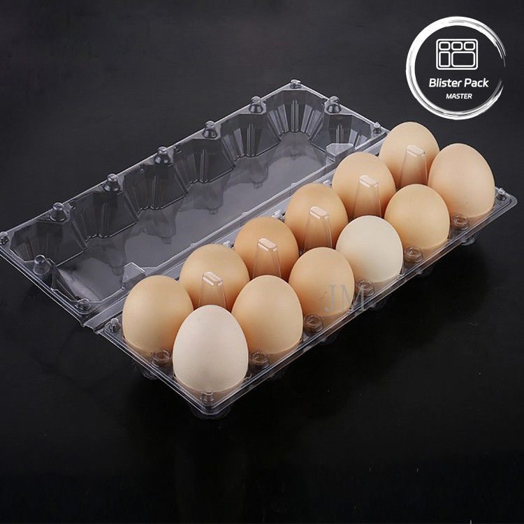 Güvenli ambalaj için 12 delikli şeffaf plastik dayanıklı yumurta kabarcık tepsisi kartonları