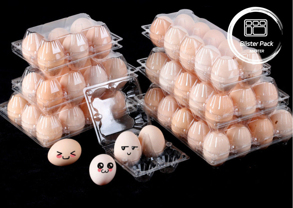Güvenli ambalaj için 12 delikli şeffaf plastik dayanıklı yumurta kabarcık tepsisi kartonları