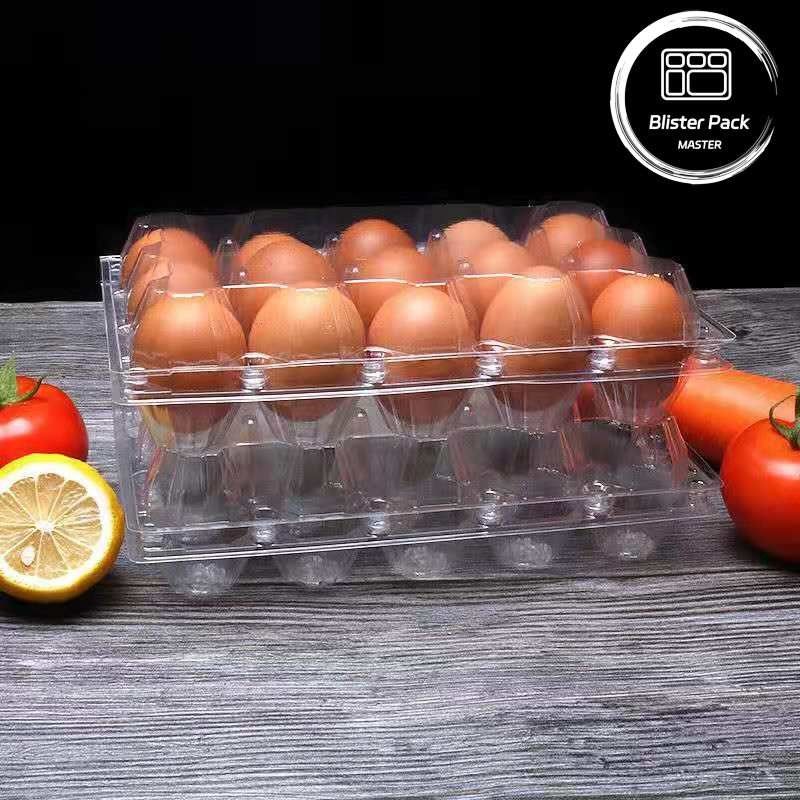 15 Hücreli Hinged Clamshell Açık Plastik Yumurta Tepsileri Güvenli Termoformed Plastik Nakliye Tepsileri