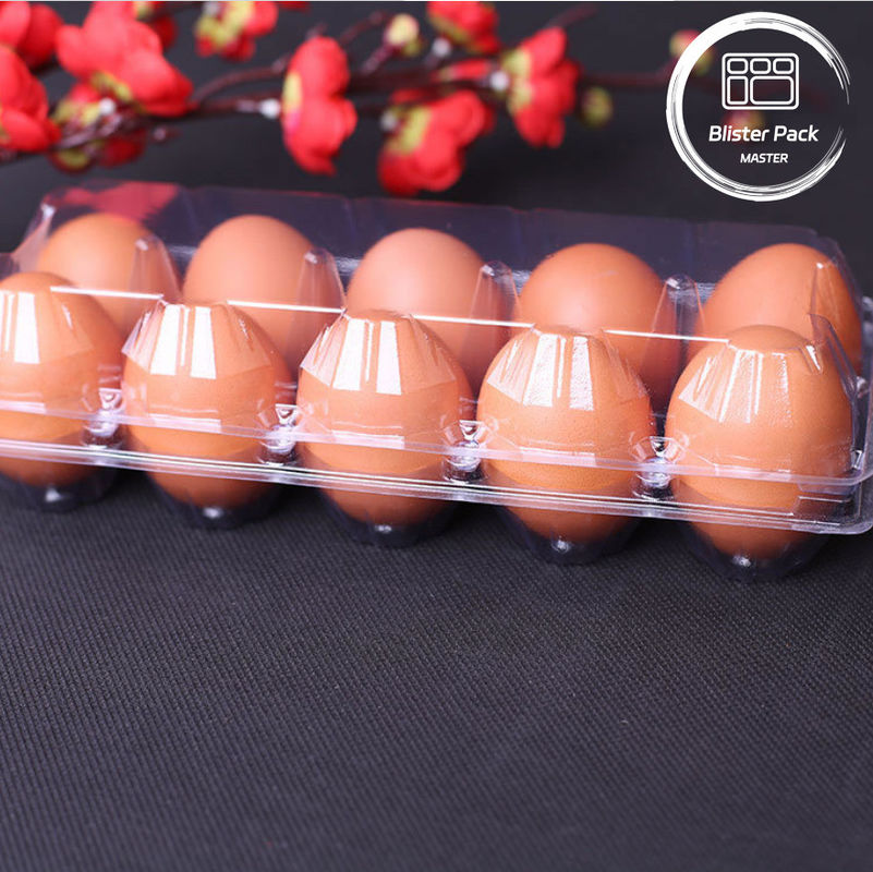 15 Hücreli Hinged Clamshell Açık Plastik Yumurta Tepsileri Güvenli Termoformed Plastik Nakliye Tepsileri