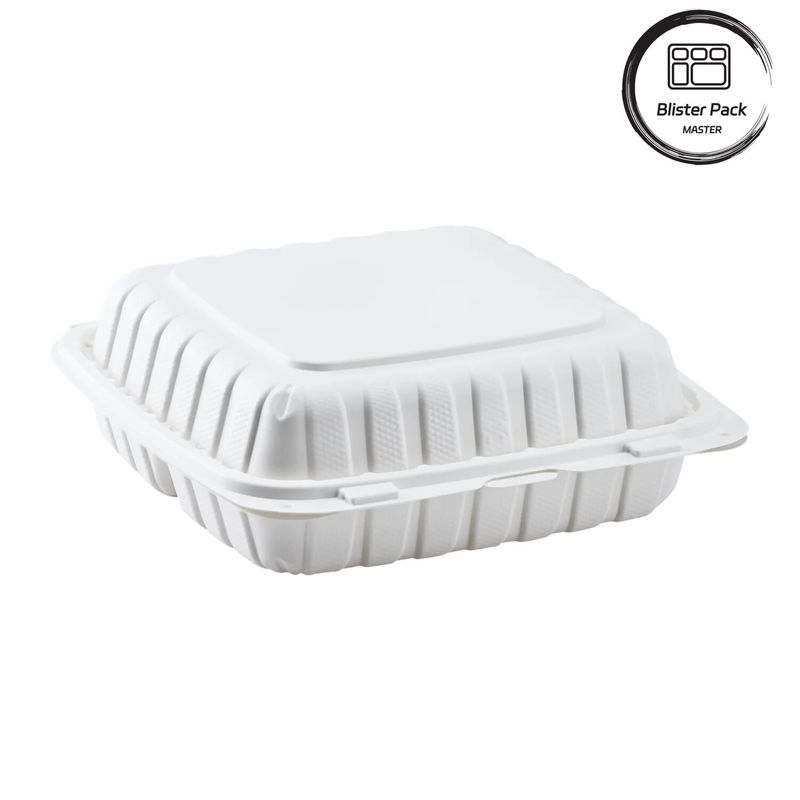 3 bölme Termoforming Plastik Çıkartma Konteyner Fast Food / Sıcak yemekler için kare