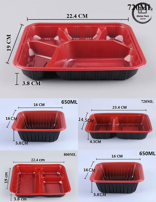 Ekoloji dostu 3 bölme Bento Kutusu Tek kullanımlık PP Plastik Mikrodalga ve Buzdolabı Kasası