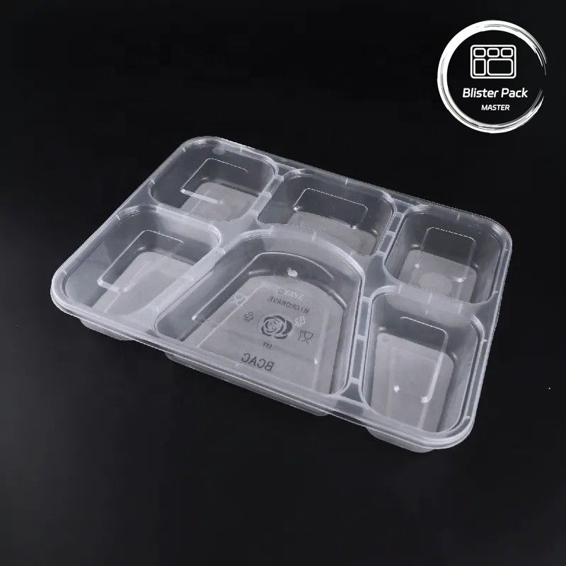 2, 3, 4, 6 bölümlü mikrodalga plastik paketler Siyah dikdörtgen tek kullanımlık yemek kapları