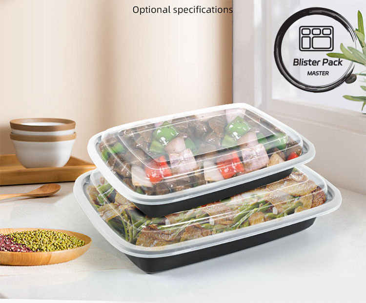 24/28/32 Oz Yemek Hazırlama Kapaklı Dikdörtgen Tek kullanımlık yiyecek kutuları Bento tarzı