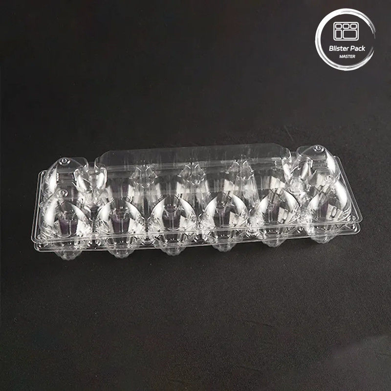 12 Hücre Şeffaf PET Yumurta Tepsisi Özelleştirilebilir Logo Depolama İçin Plastik Yumurta Konteyneri
