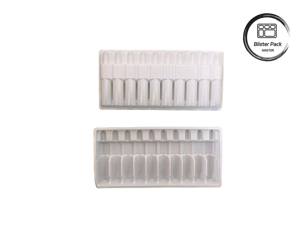 Özel Vacuum Formed Plastik Ampoule Tavası, Beyaz İlaç Şişesi 10ml Şişeler için Blister Ambalajı