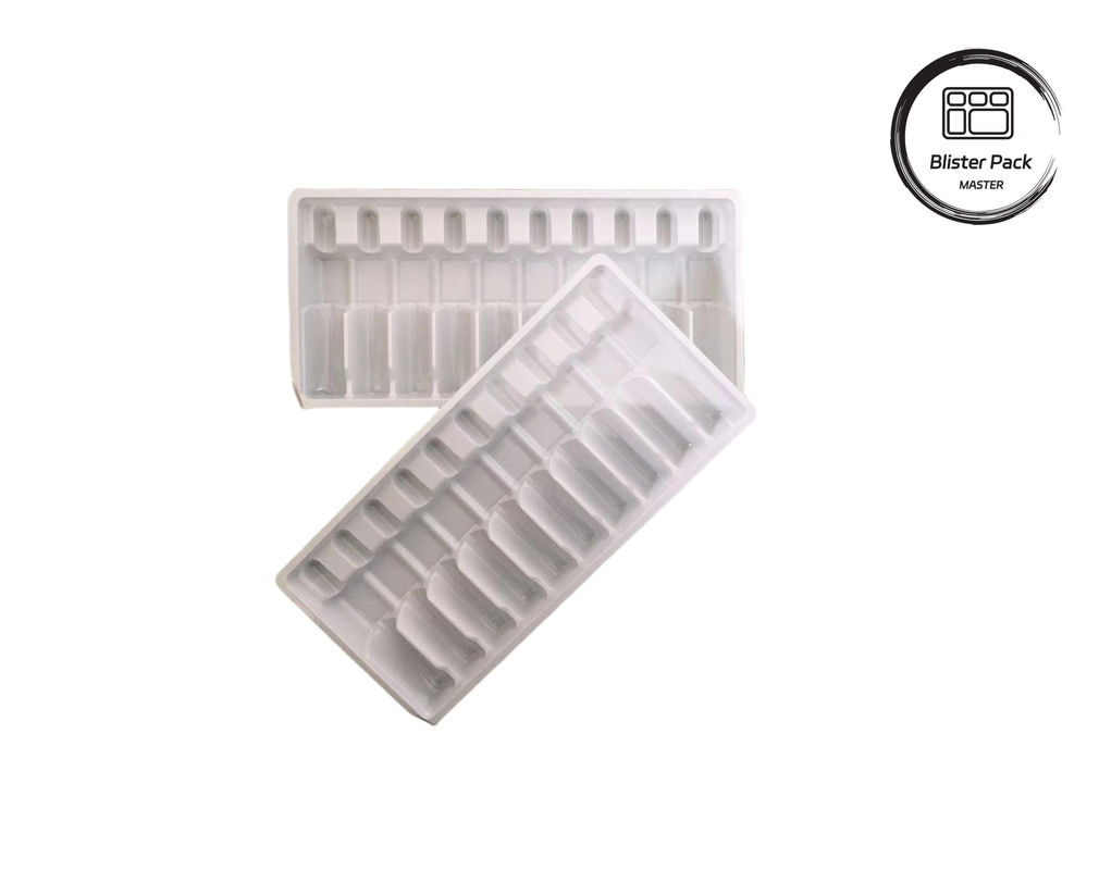 Özel Vacuum Formed Plastik Ampoule Tavası, Beyaz İlaç Şişesi 10ml Şişeler için Blister Ambalajı