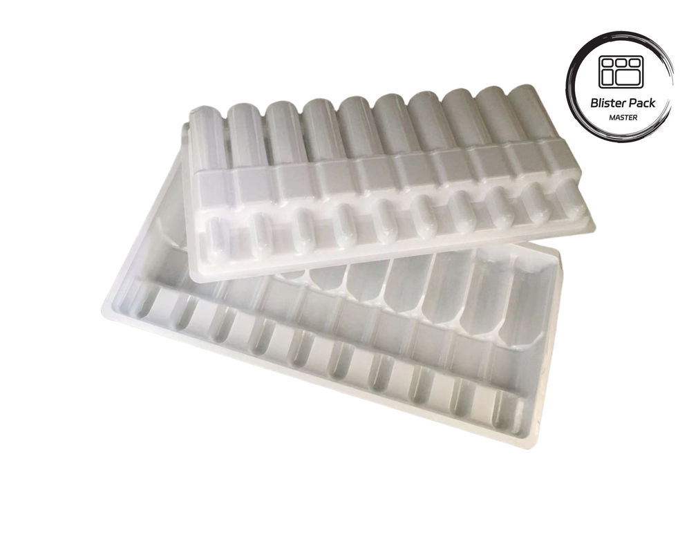Özel Vacuum Formed Plastik Ampoule Tavası, Beyaz İlaç Şişesi 10ml Şişeler için Blister Ambalajı